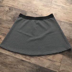 Black and white textured check skirt